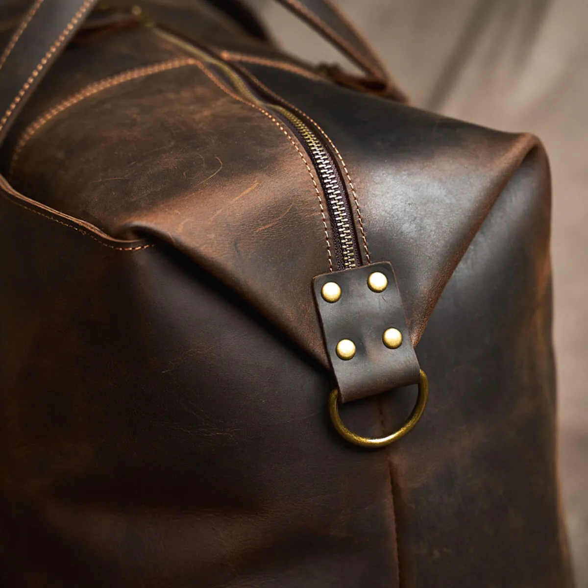 Large Travel Genuine Leather Vintage Style Luggage Bag - Image 8