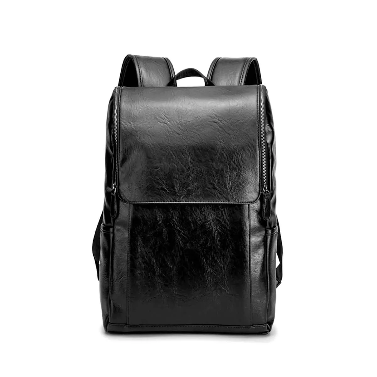 Leather Waterproof Traveling Fashion Black Backpack - Image 12
