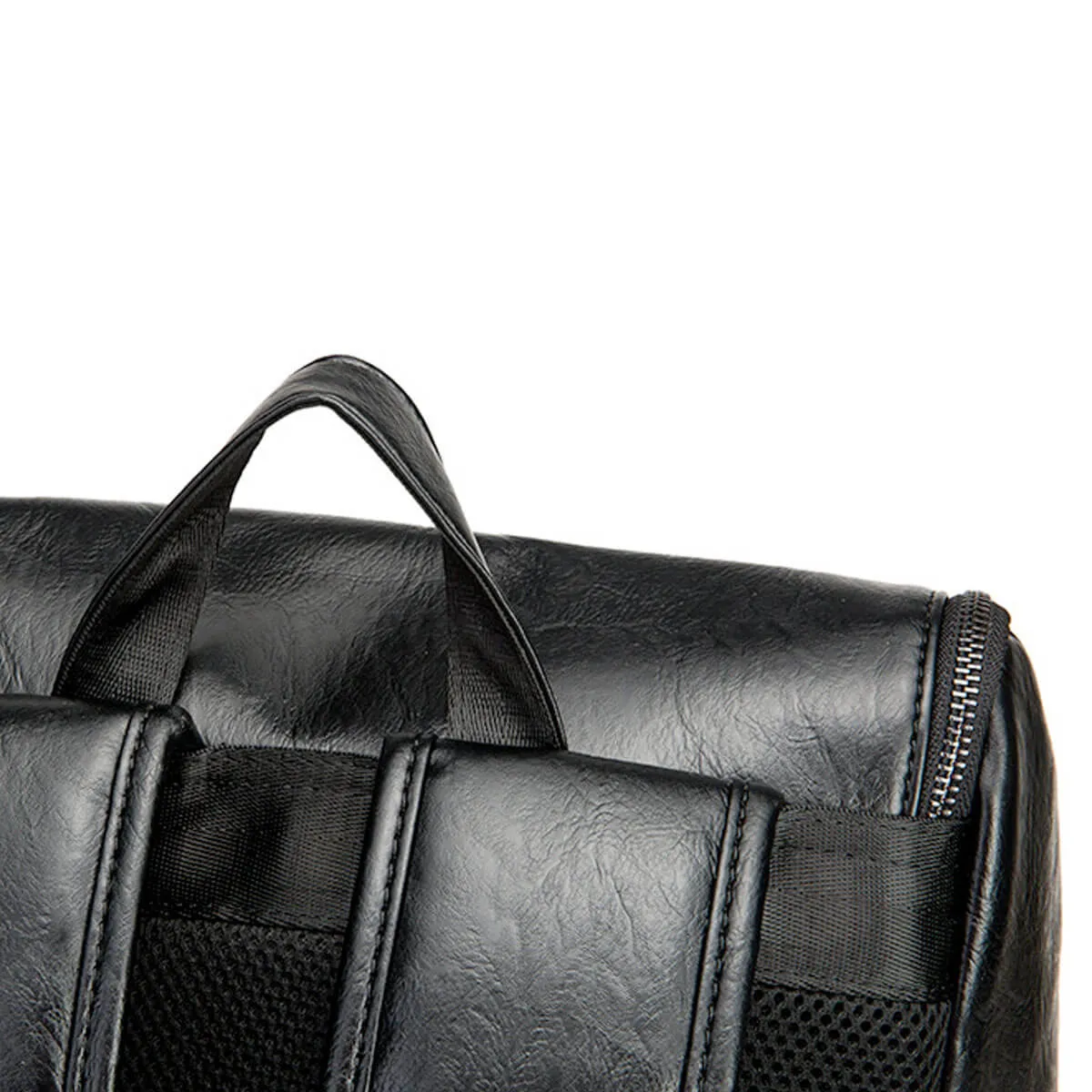 Leather Waterproof Traveling Fashion Black Backpack - Image 15