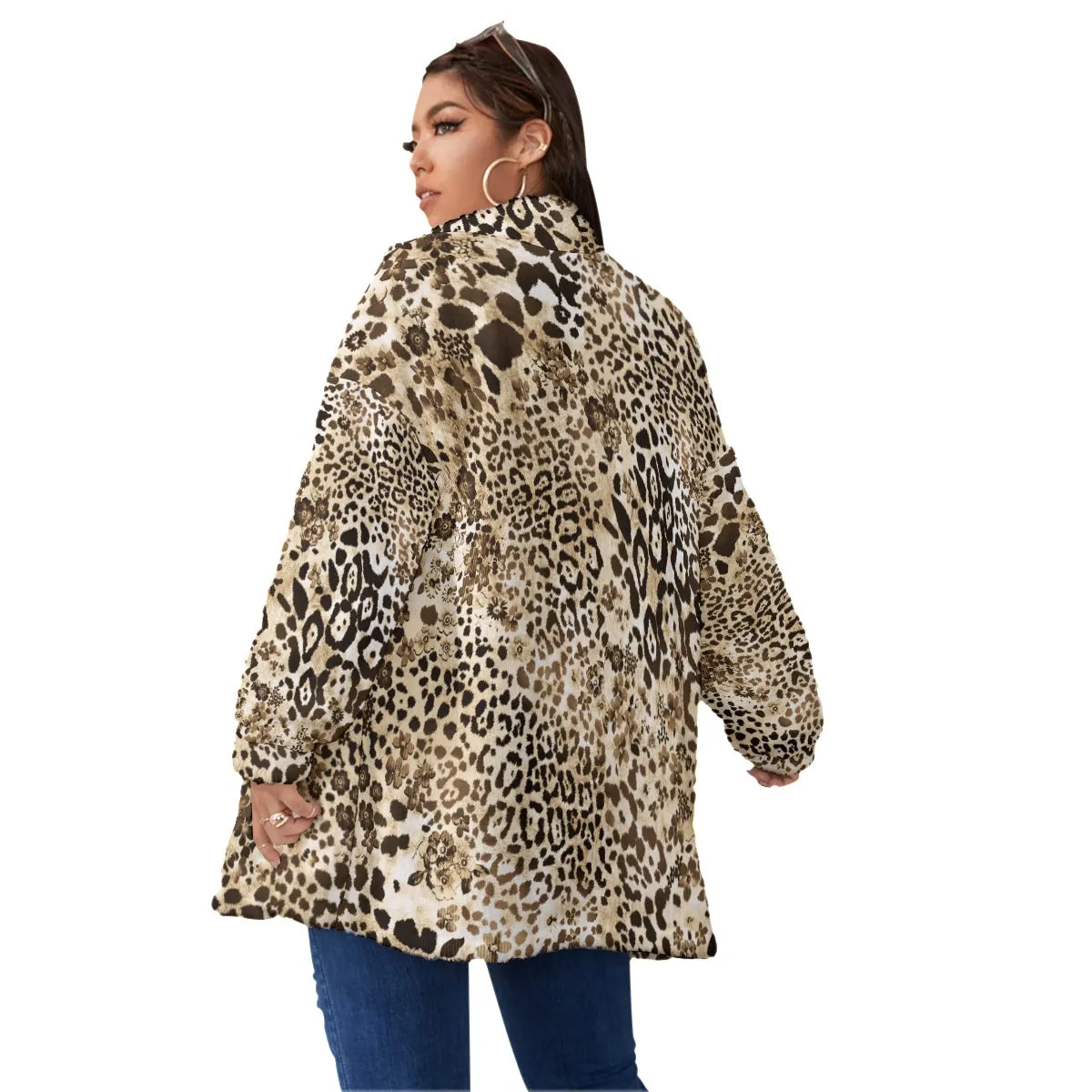 Leopard Print Classy Art Women's Borg Fleece Oversize Jacket - Image 4