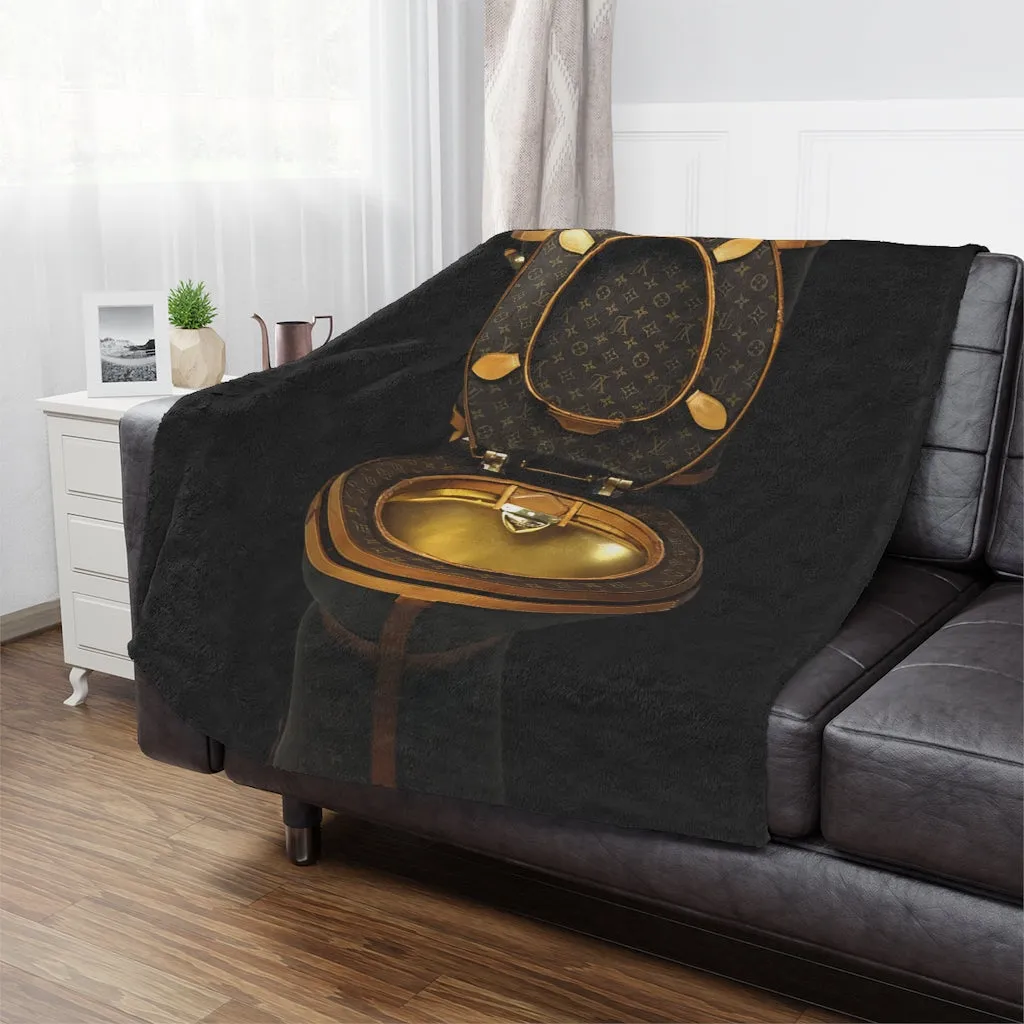 Luxury Golden Toilet Mob Wife Minky Blanket - Image 3