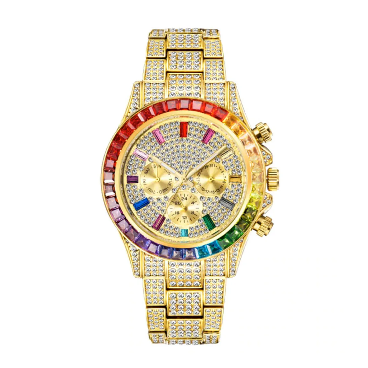 Luxury Iced Out Diamond Stainless Steel Watch