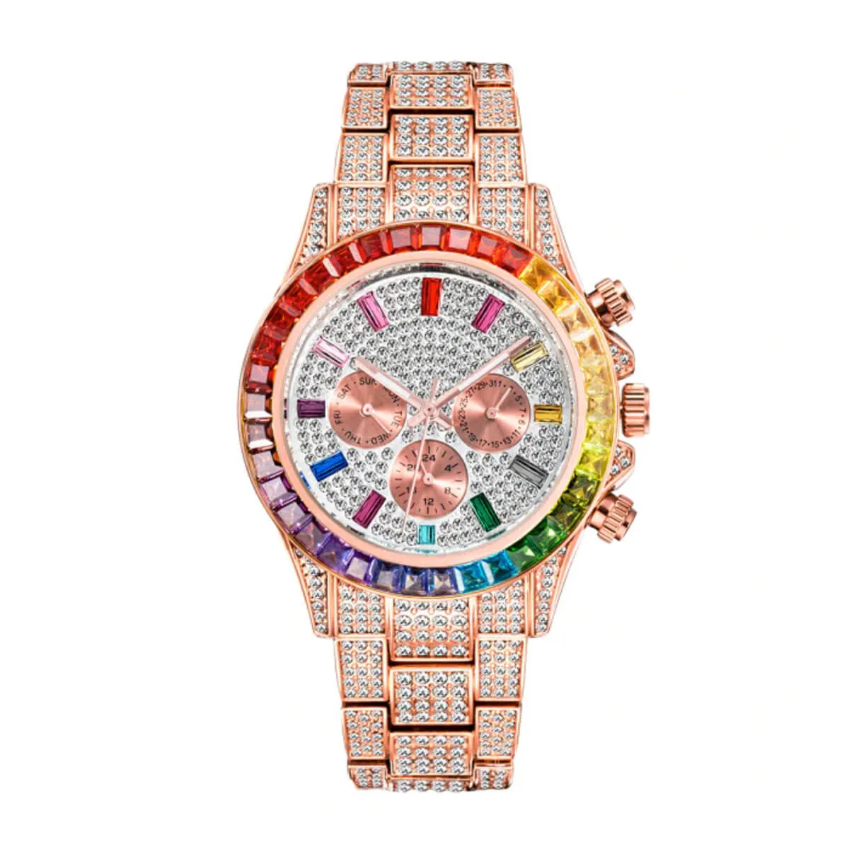 Luxury Iced Out Diamond Stainless Steel Watch - Image 11