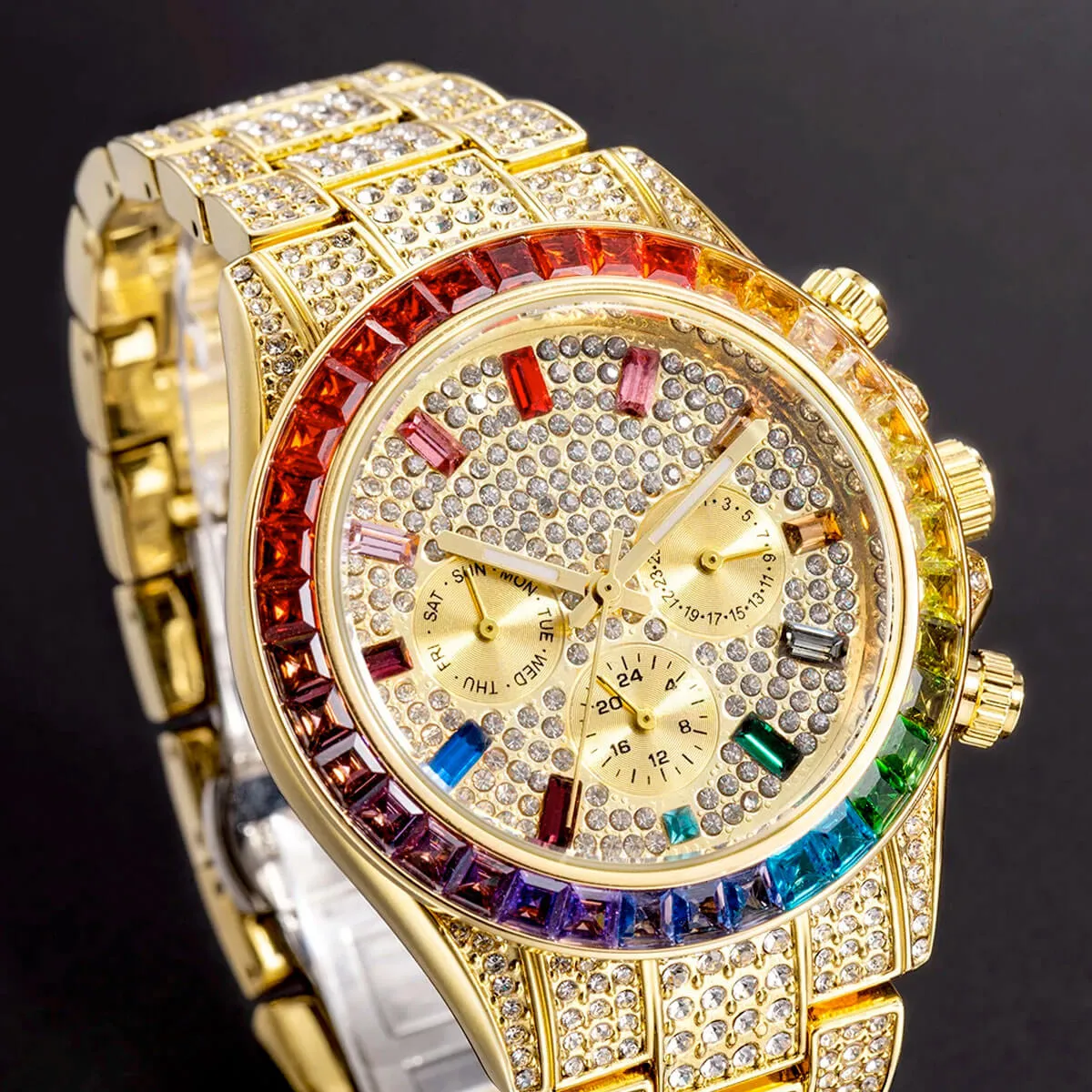 Luxury Iced Out Diamond Stainless Steel Watch - Image 14