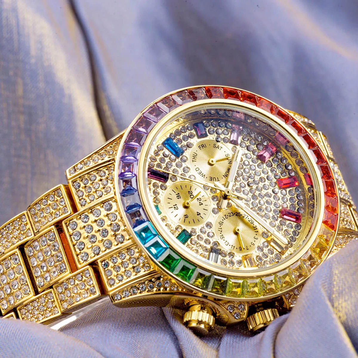 Luxury Iced Out Diamond Stainless Steel Watch - Image 15