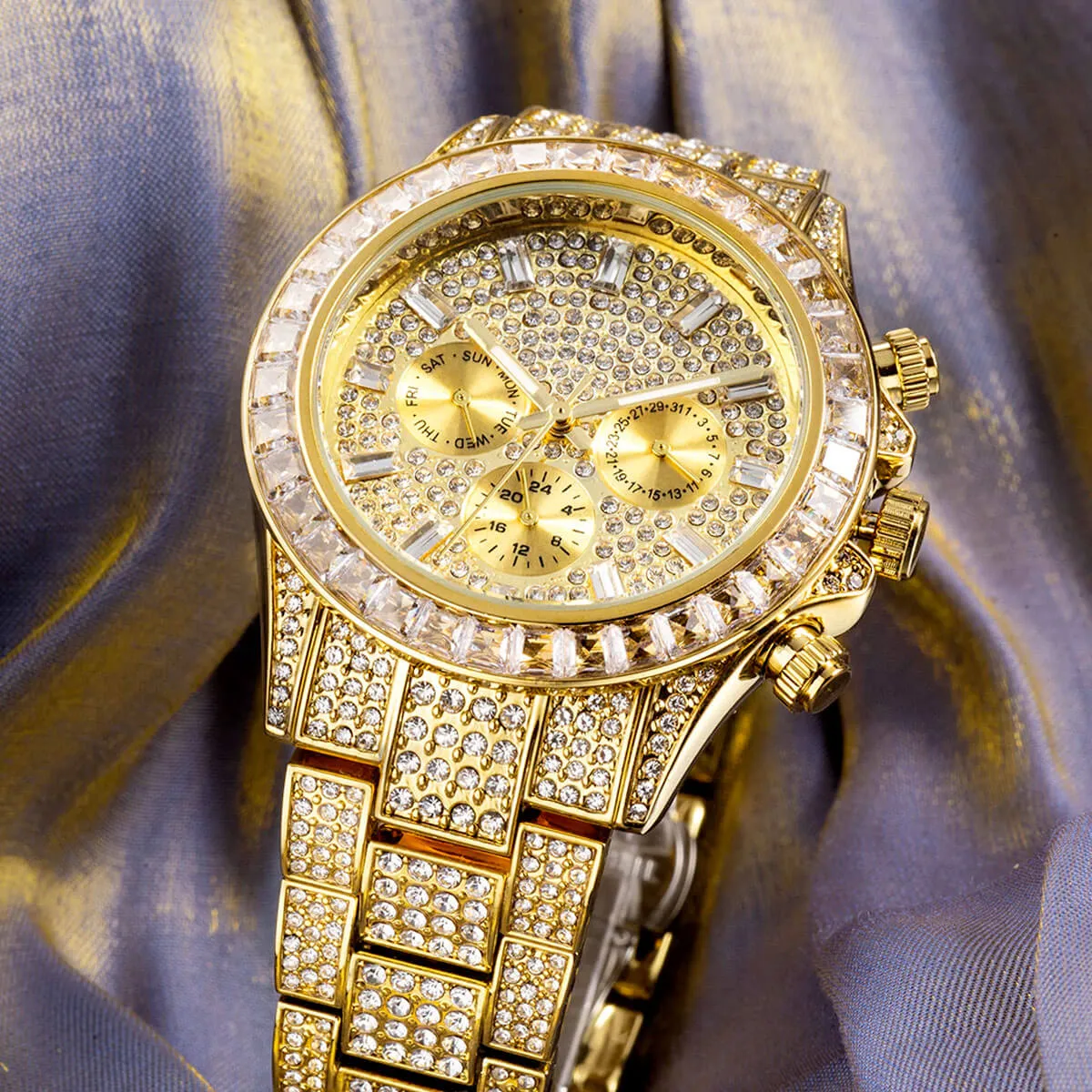 Luxury Iced Out Diamond Stainless Steel Watch - Image 17