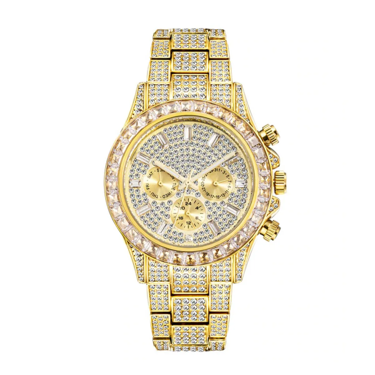 Luxury Iced Out Diamond Stainless Steel Watch - Image 2