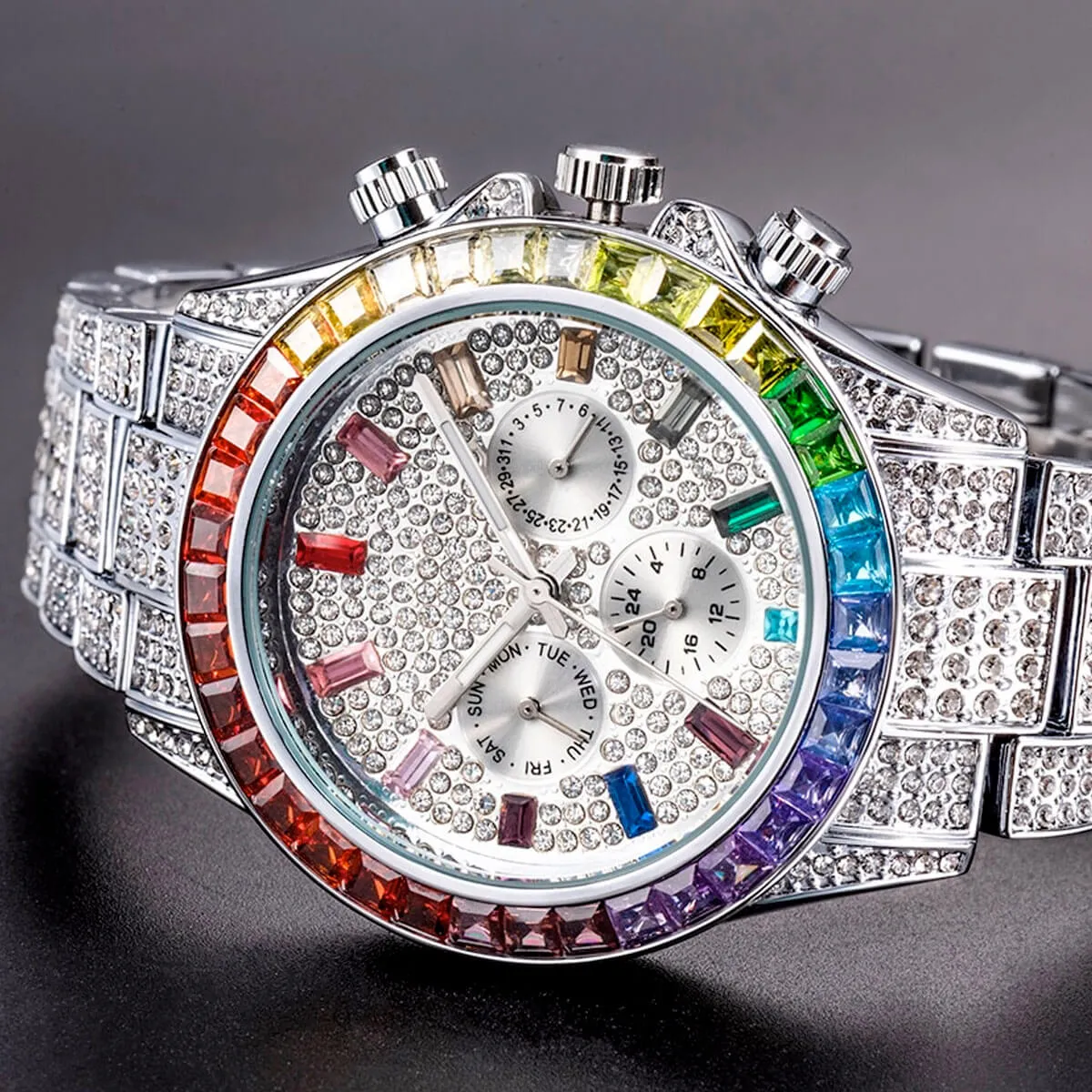 Luxury Iced Out Diamond Stainless Steel Watch - Image 25