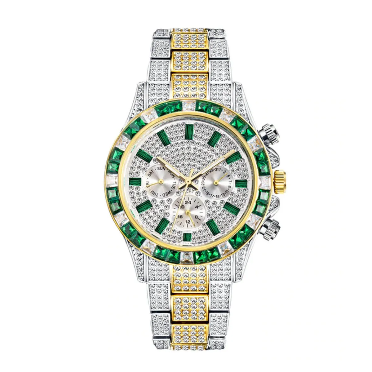 Luxury Iced Out Diamond Stainless Steel Watch - Image 4