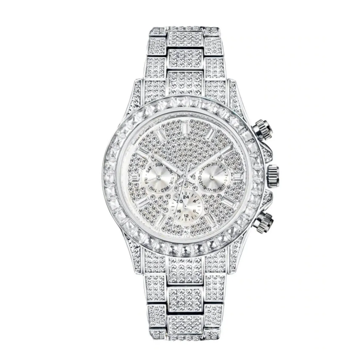 Luxury Iced Out Diamond Stainless Steel Watch - Image 6