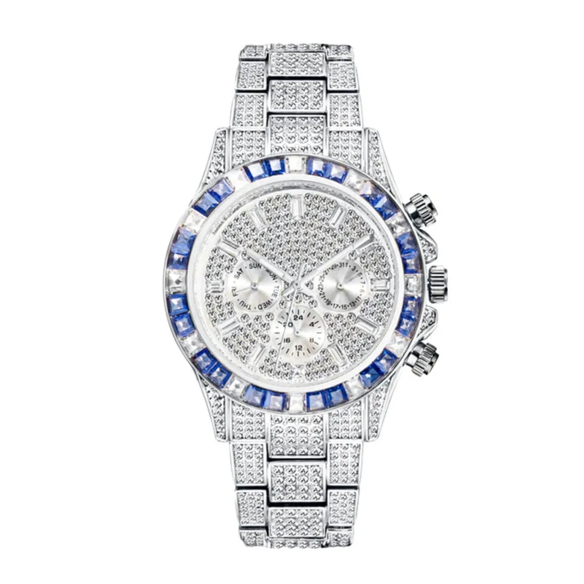 Luxury Iced Out Diamond Stainless Steel Watch - Image 7