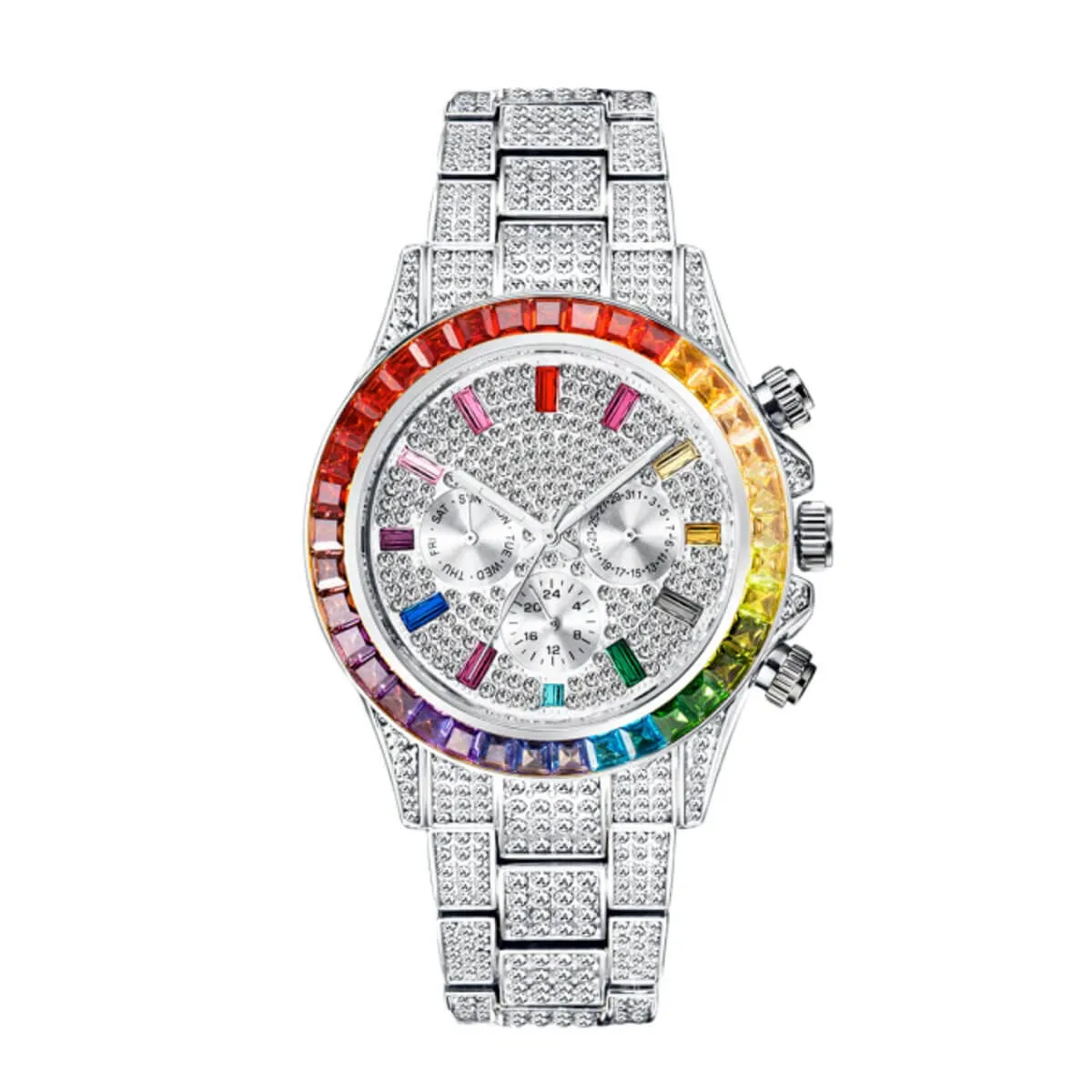 Luxury Iced Out Diamond Stainless Steel Watch - Image 9