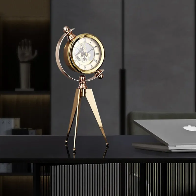Luxury Mechanical Metal Gold Table Vintage Antique Clock - Image 5