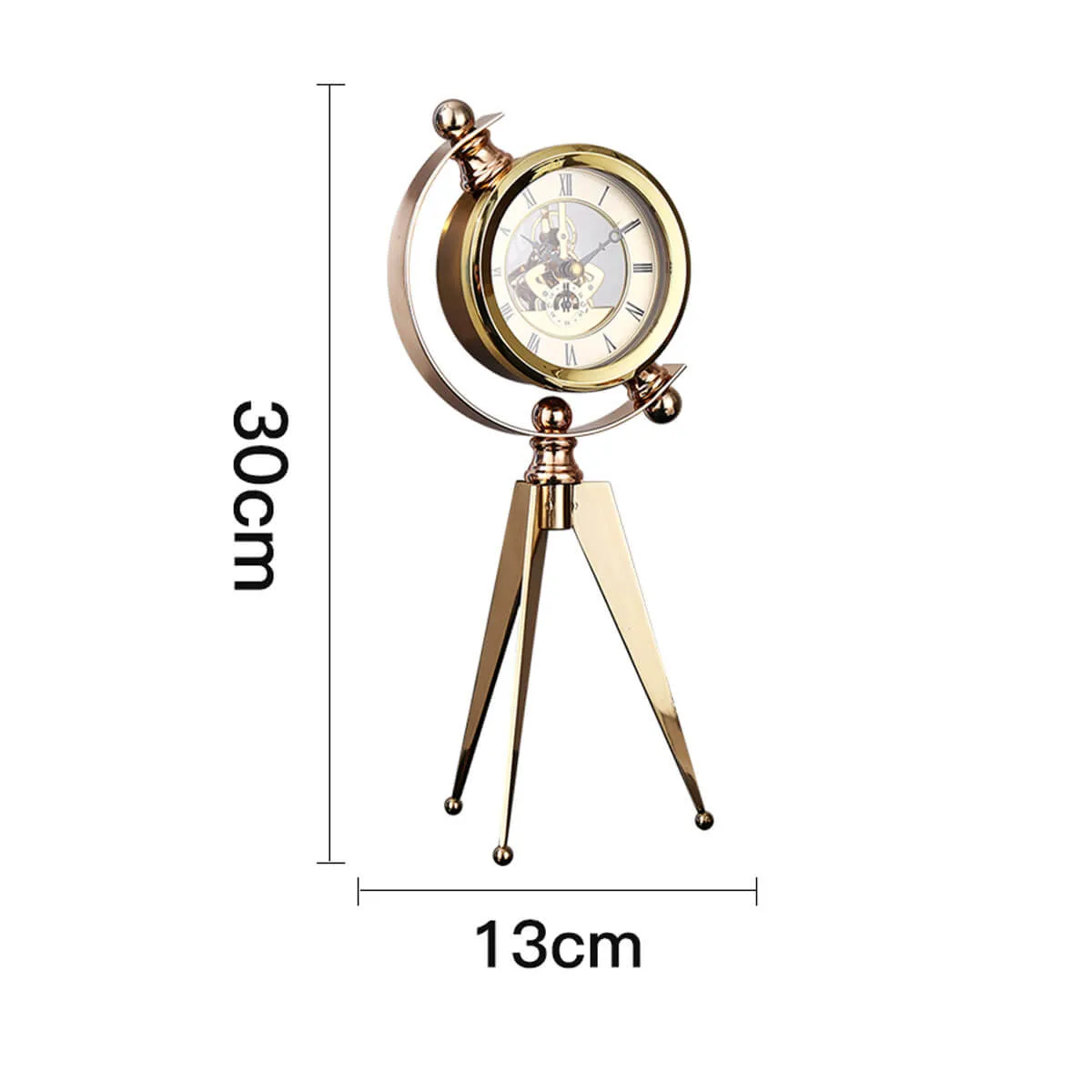 Luxury Mechanical Metal Gold Table Vintage Antique Clock - Image 6