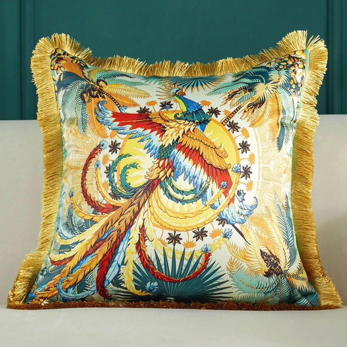 Luxury Silk Pillowcase Tropical Forest Decorative Pillows Cushion Cover - Image 10