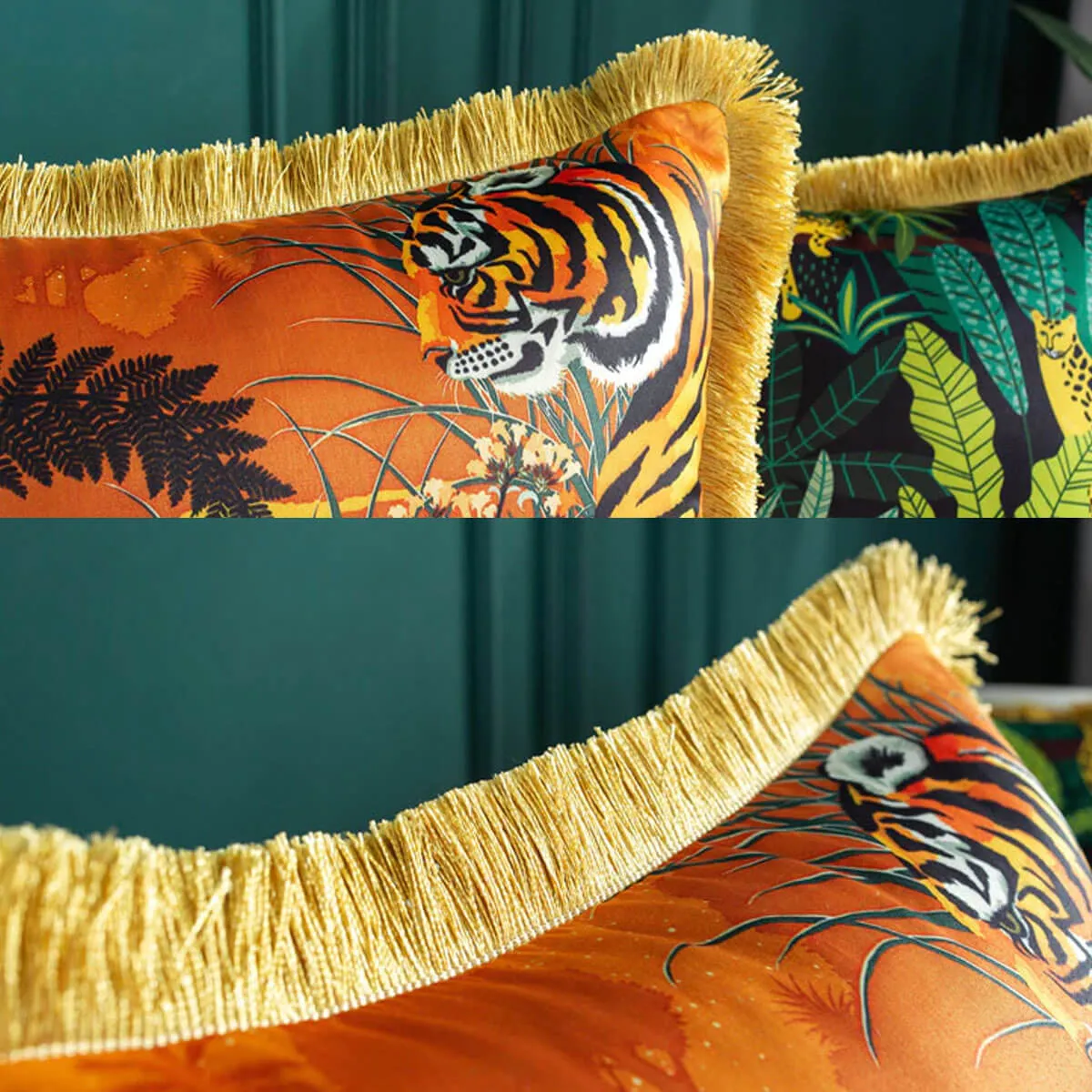 Luxury Silk Pillowcase Tropical Forest Decorative Pillows Cushion Cover - Image 3