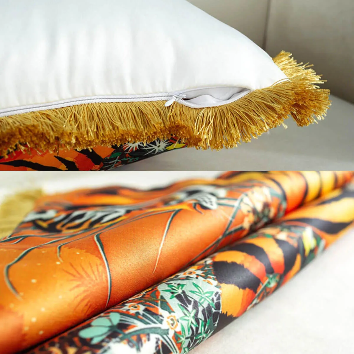 Luxury Silk Pillowcase Tropical Forest Decorative Pillows Cushion Cover - Image 4