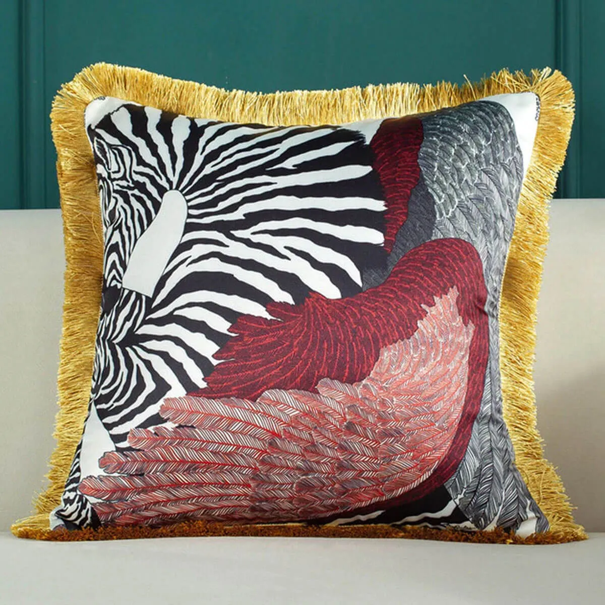 Luxury Silk Pillowcase Tropical Forest Decorative Pillows Cushion Cover - Image 5