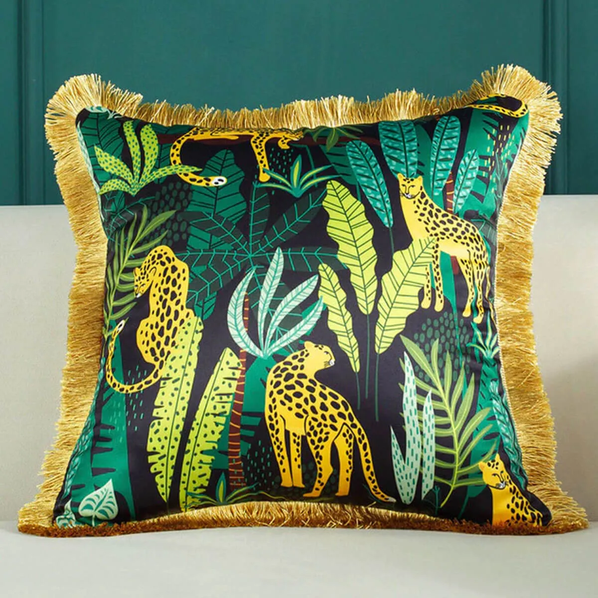 Luxury Silk Pillowcase Tropical Forest Decorative Pillows Cushion Cover - Image 7