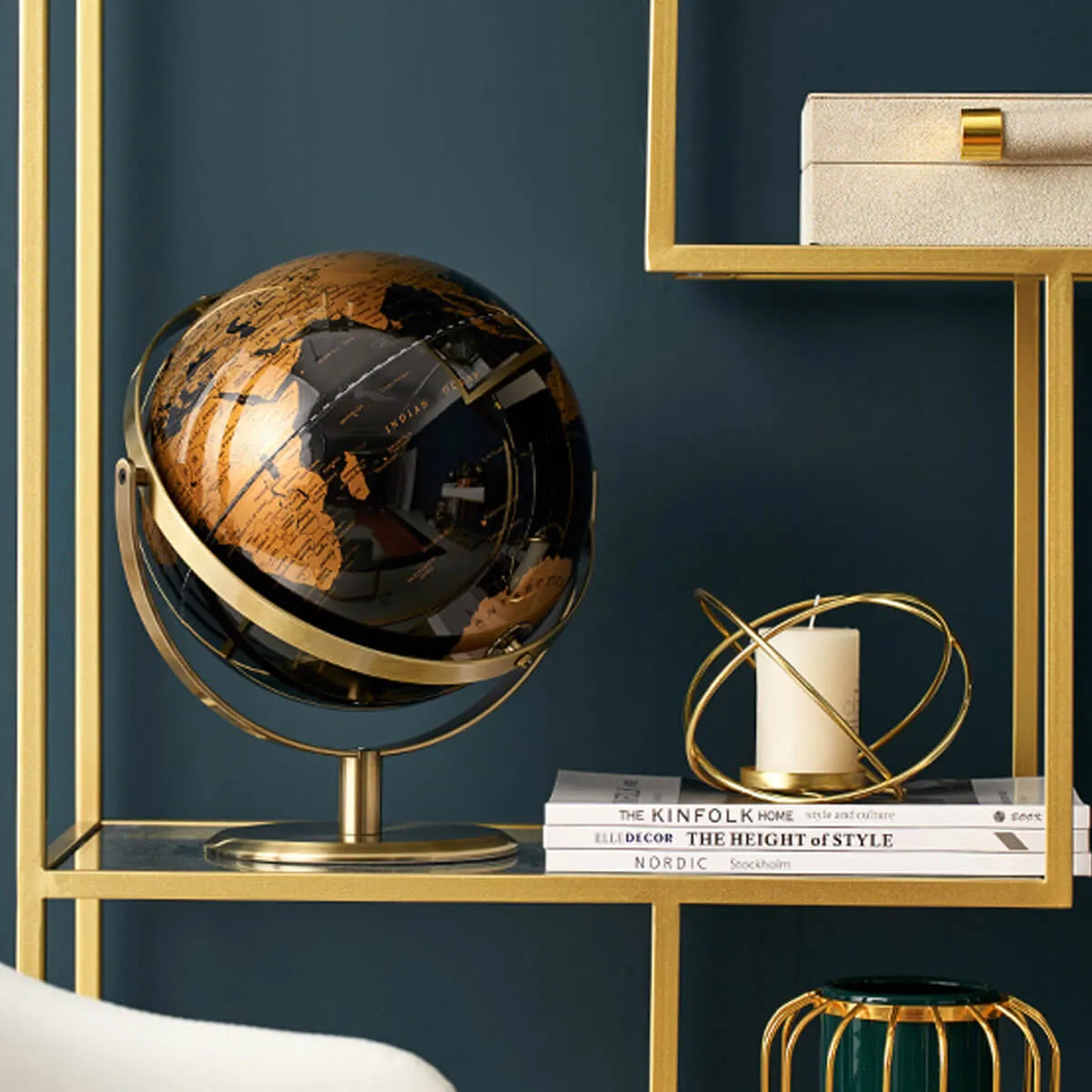 Metal Black Globe Office Decoration World Globe Pendulum Stand Golden Art - Image 2
