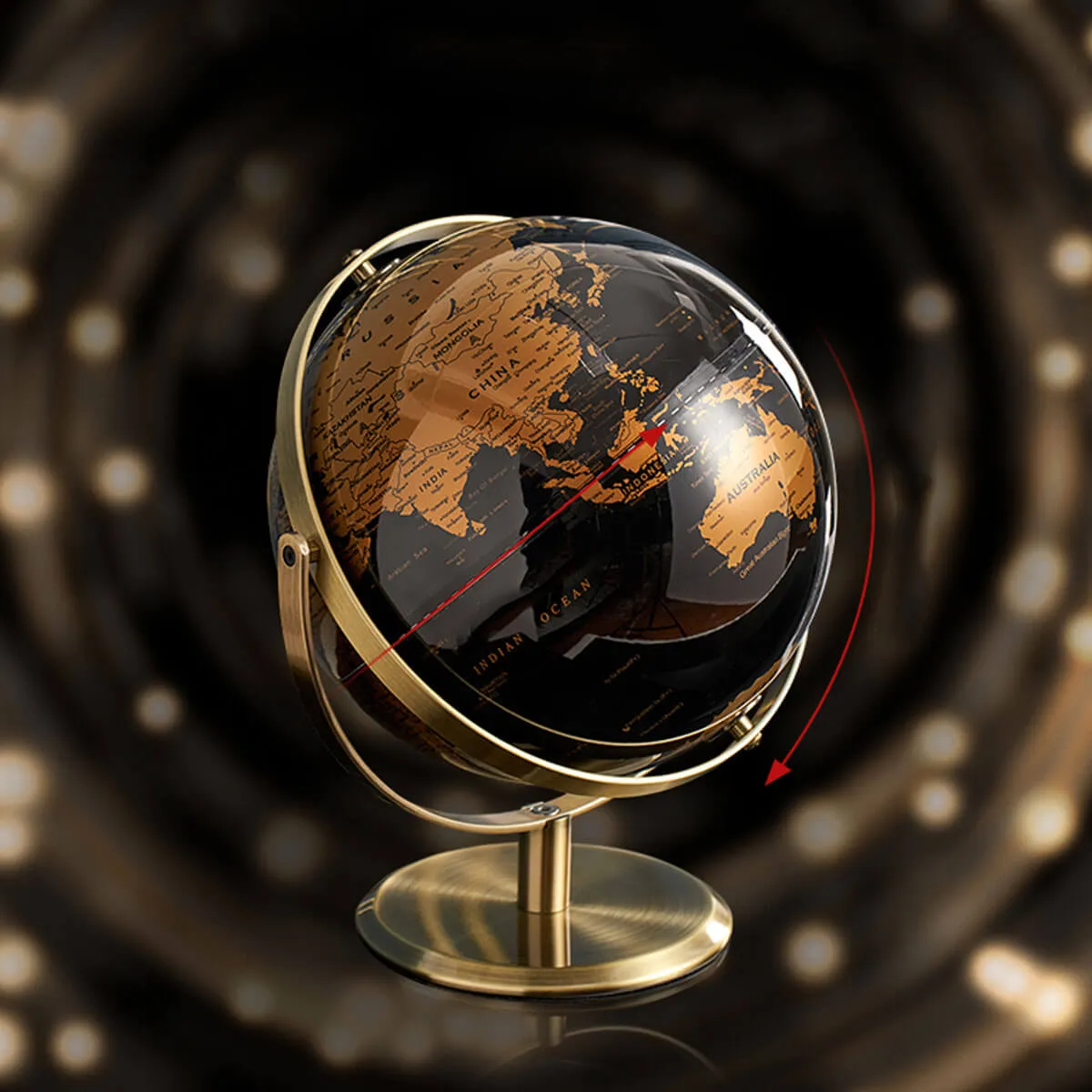 Metal Black Globe Office Decoration World Globe Pendulum Stand Golden Art - Image 5