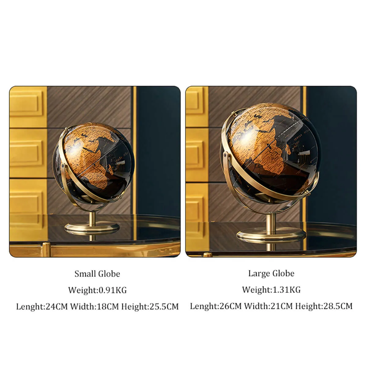 Metal Black Globe Office Decoration World Globe Pendulum Stand Golden Art - Image 7