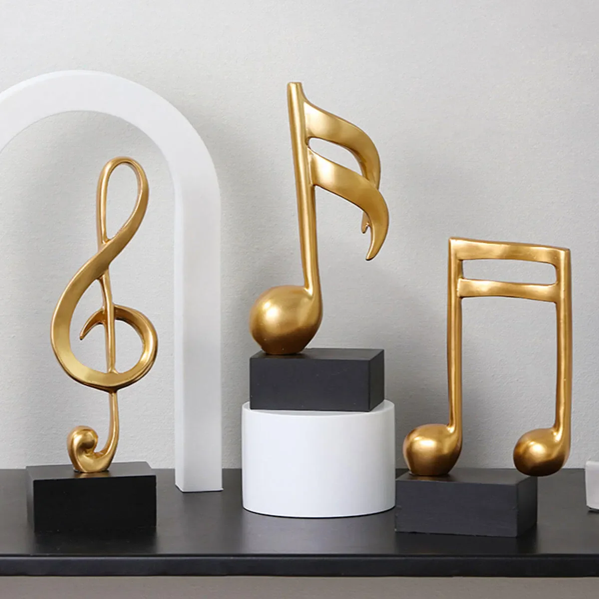 Music Symbols Decoration Resin Golden Musician Notes Sculpture - Image 2