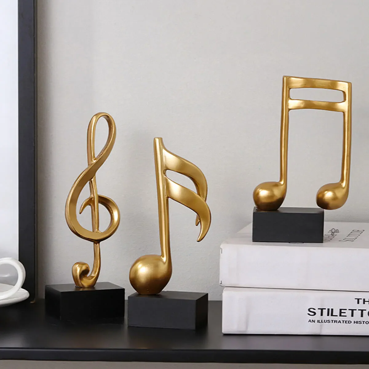 Music Symbols Decoration Resin Golden Musician Notes Sculpture - Image 5