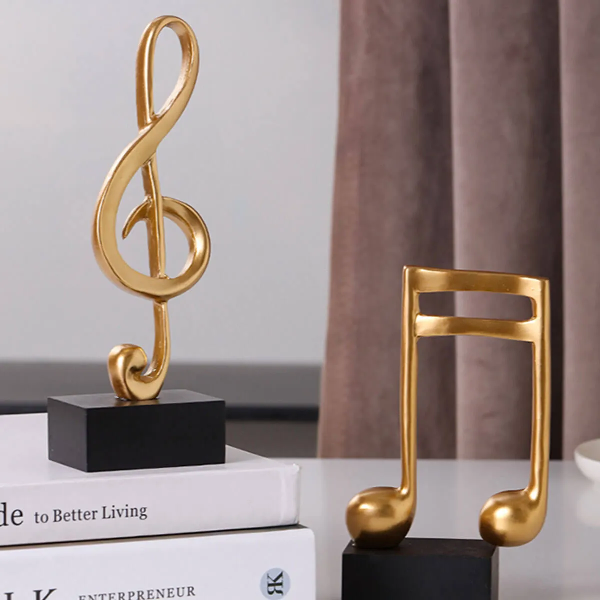 Music Symbols Decoration Resin Golden Musician Notes Sculpture - Image 6