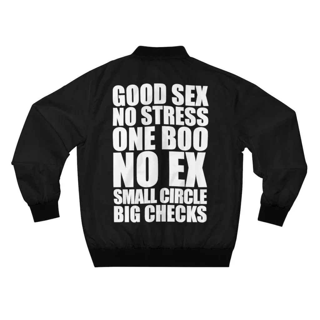 No stress One Boo No ex Small Circle Big Checks Bomber Jacket