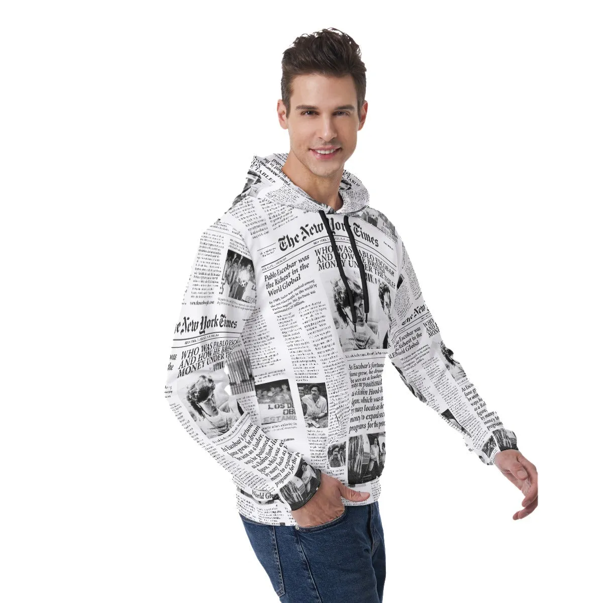 Pablo Escobar Newspaper Colombian art Pullover Hoodie - Image 2