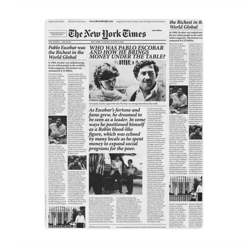 Pablo Escobar Newspaper Blanket