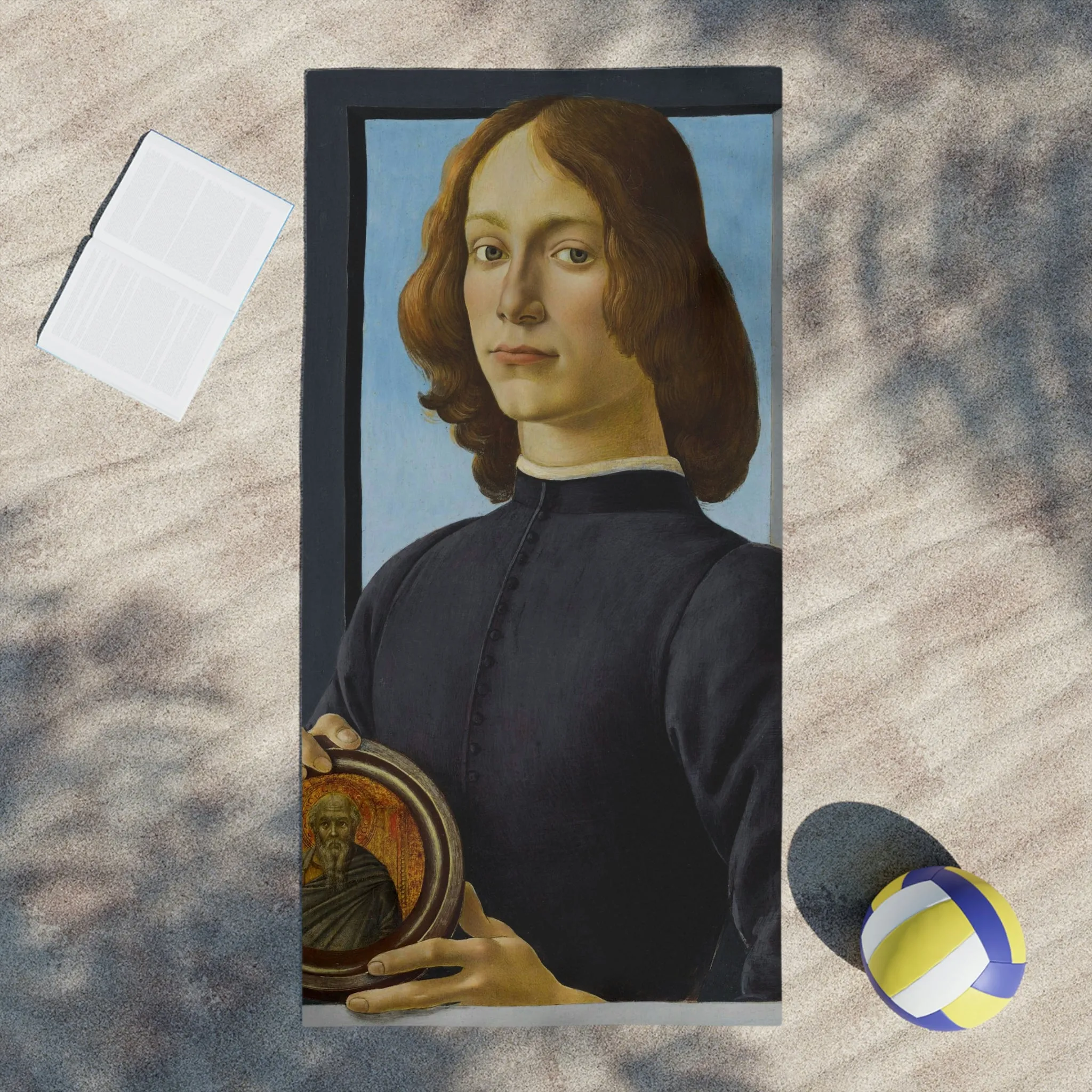 Portrait of a Young Man by Sandro Botticelli Beach Towels - Image 4