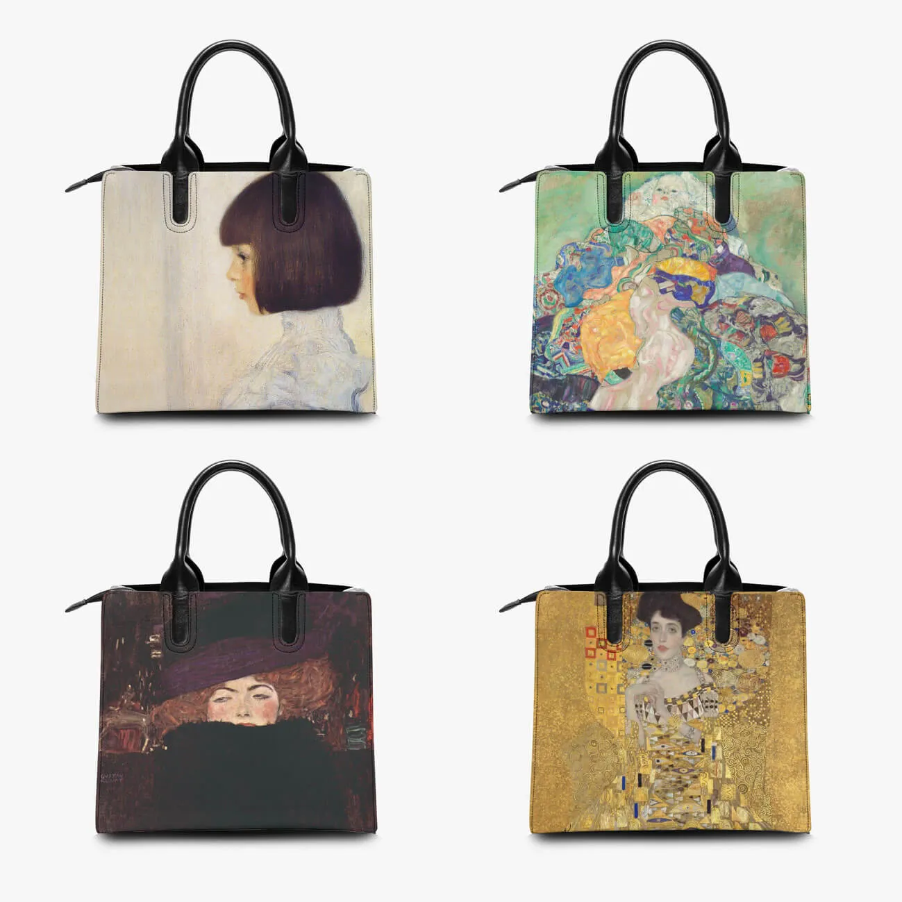 Portrait of Adele Bloch-Bauer I Gustav Klimt Leather Handbag - Image 3