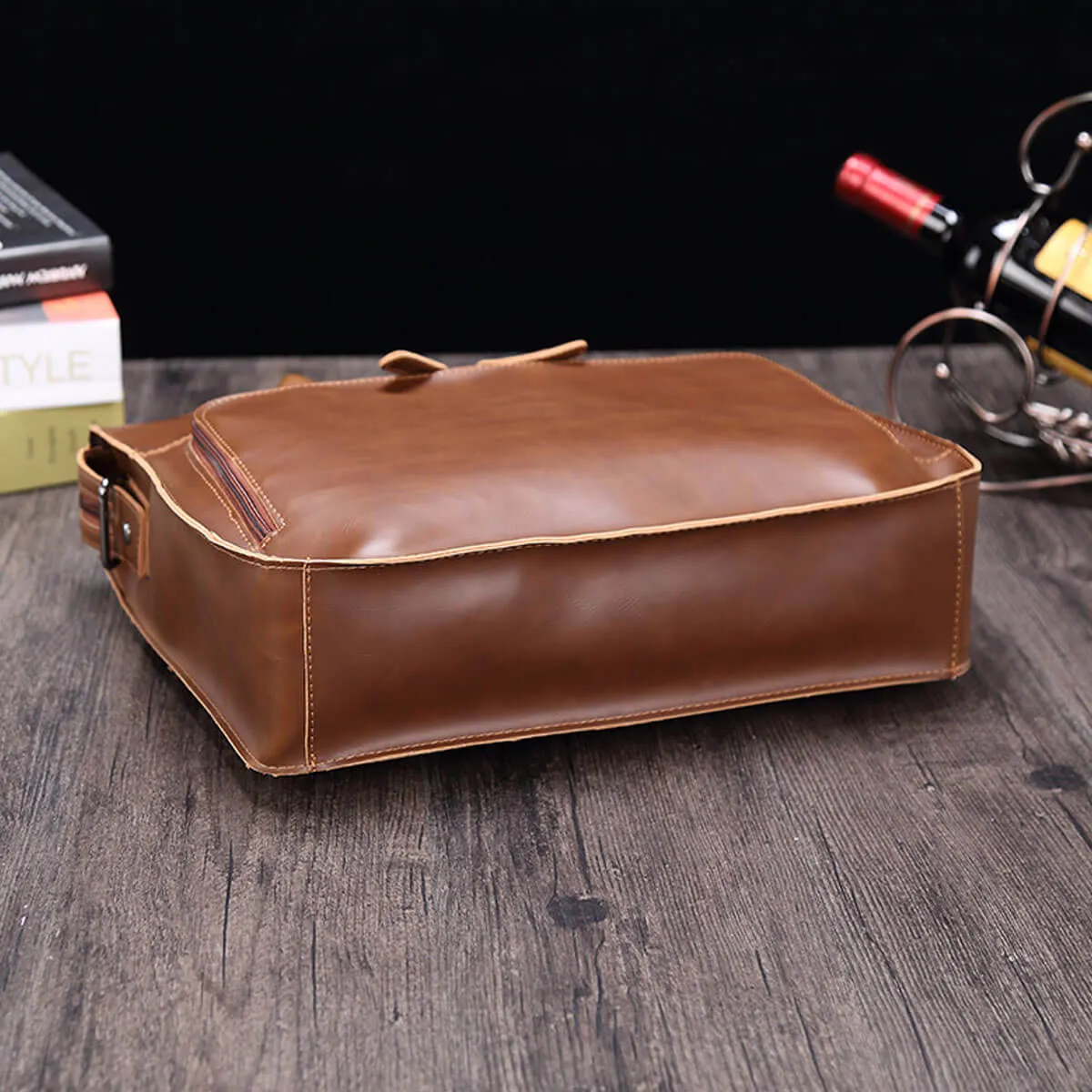 Premium Messenger Bag Horse PU Leather Business Briefcase - Image 11