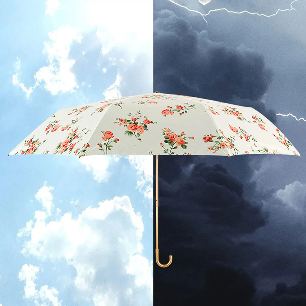 Retro Flower Umbrella – Ultra-Light 3-Fold Golden Hook - Image 16