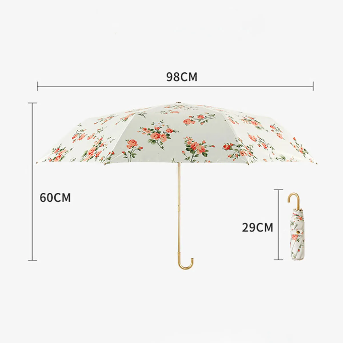 Retro Flower Umbrella – Ultra-Light 3-Fold Golden Hook - Image 18