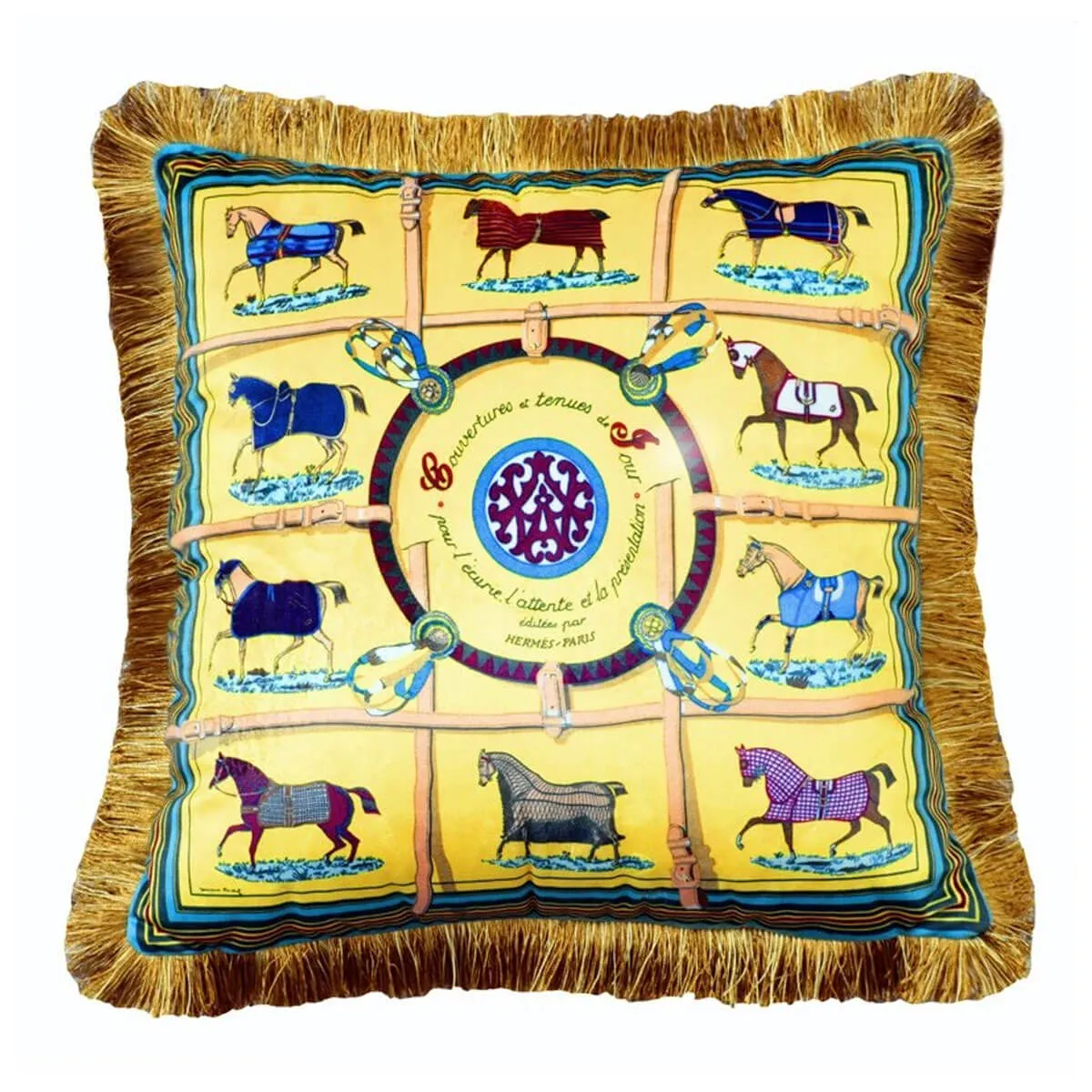 Retro Luxury Printed Cushion Cover Velvet Tassel Edge Sofa Cushion Pillowcase - Image 9