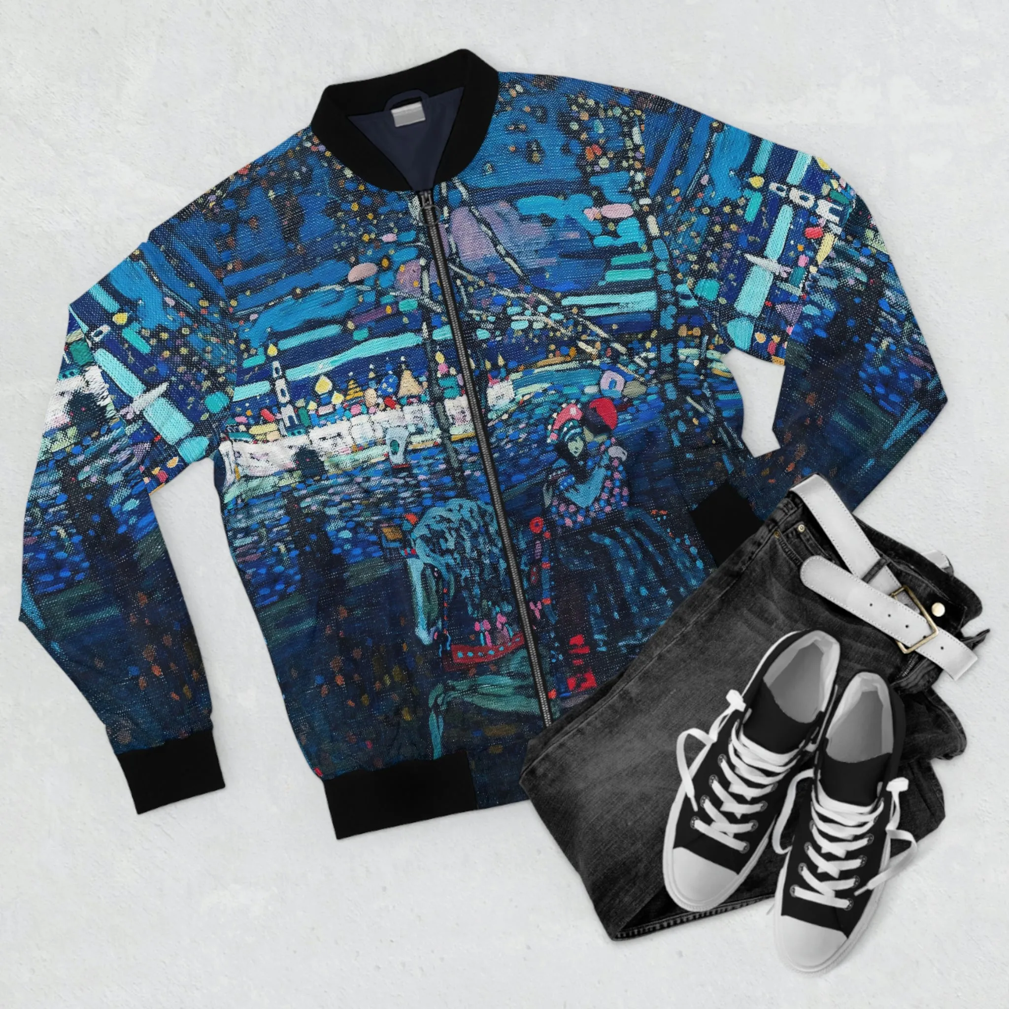 Riding Couple by Wassily Kandinsky Art Bomber Jacket - Image 3