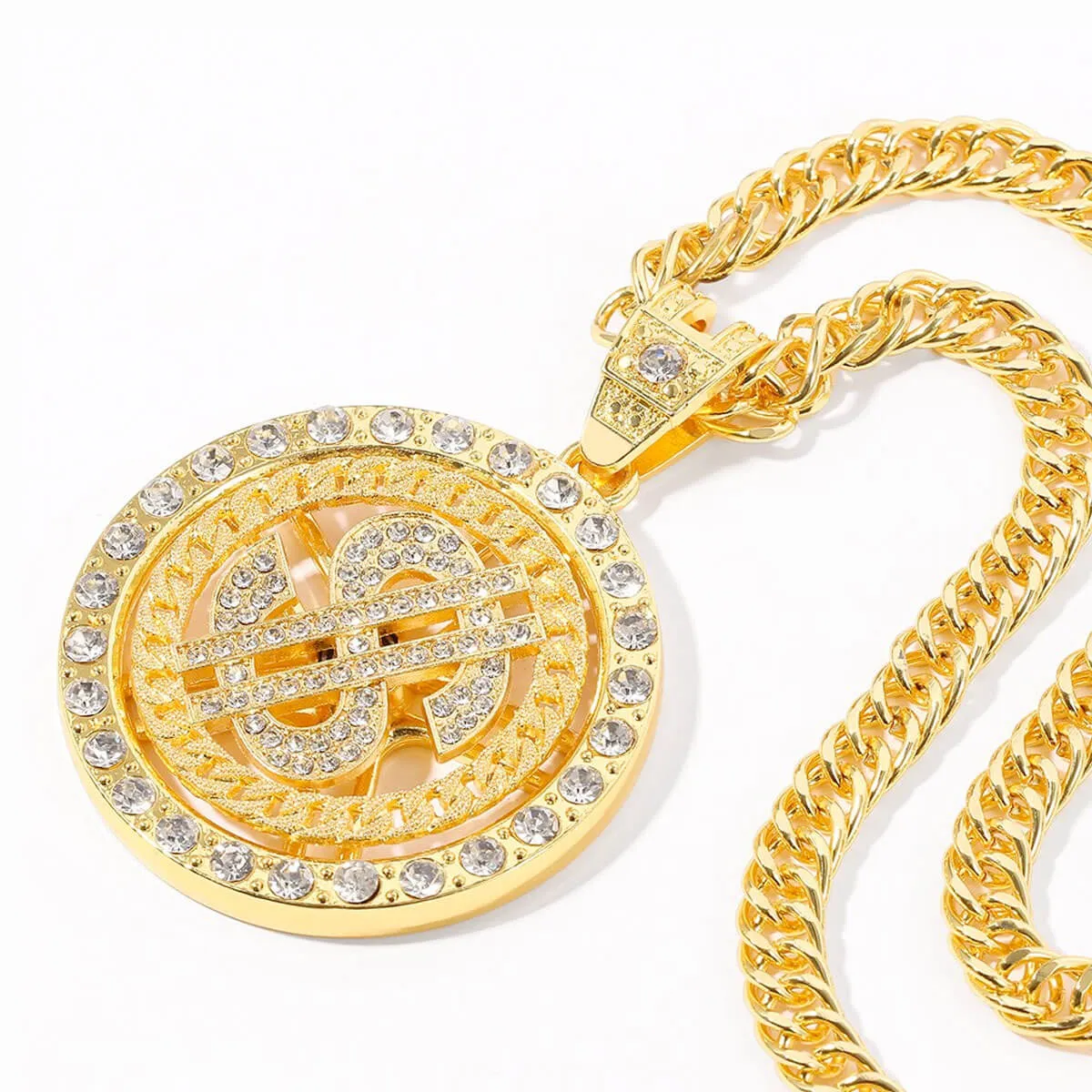 Rotating Dollar Pendant Iced Out Bling Necklace - Image 6