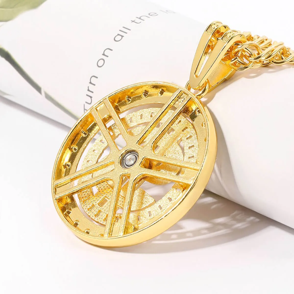 Rotating Dollar Pendant Iced Out Bling Necklace - Image 8
