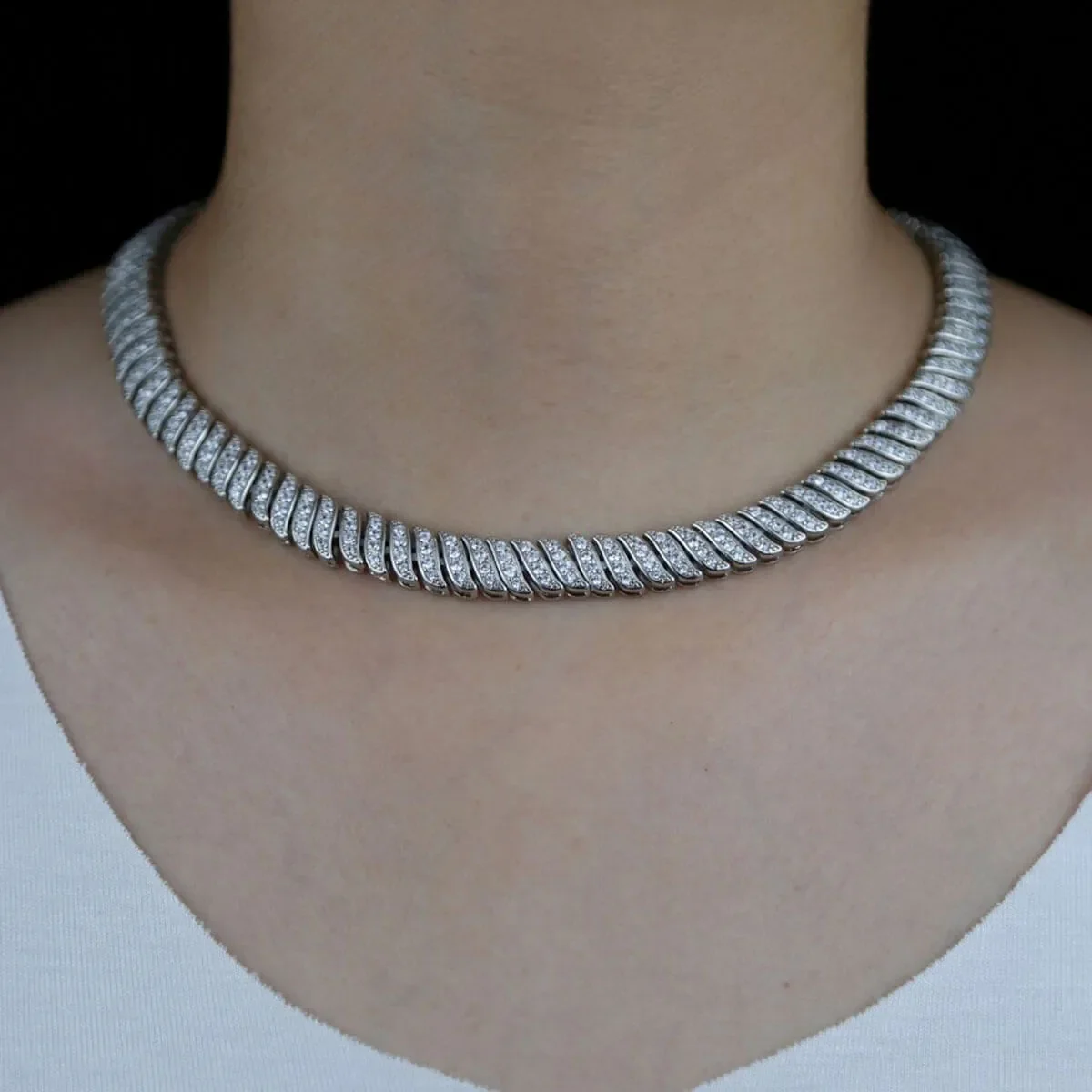 Shiny Choker Figaro Chain Stylish Bling Necklace - Image 10