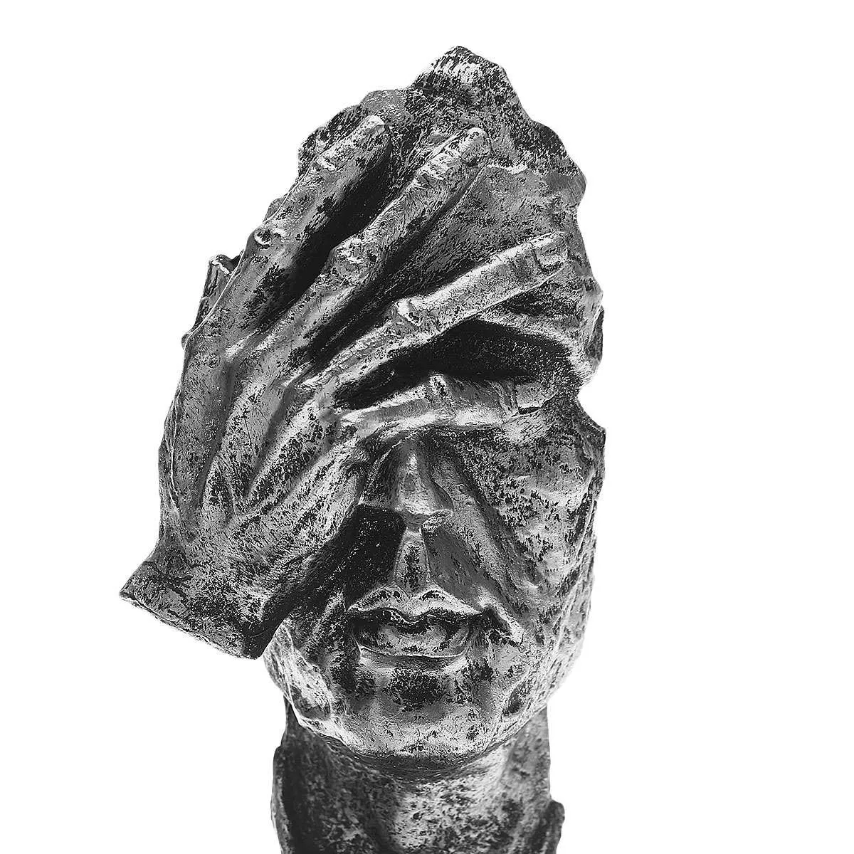 Silencer Thinker Listener Sculpture Figurine Silence Is Gold Modern Art - Image 10