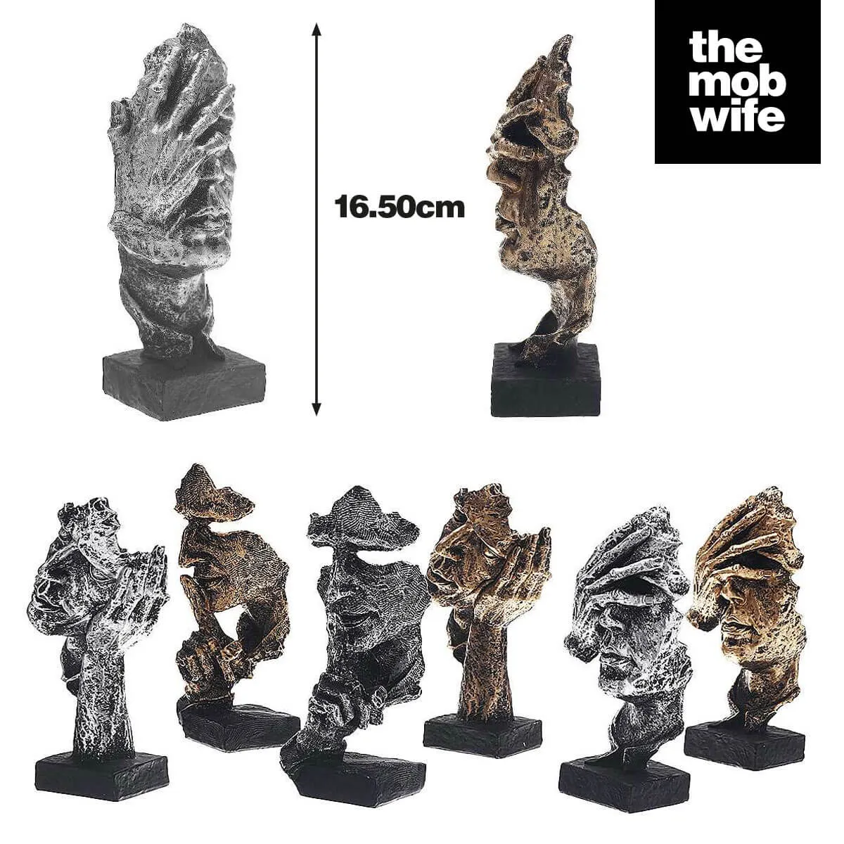 Silencer Thinker Listener Sculpture Figurine Silence Is Gold Modern Art - Image 13