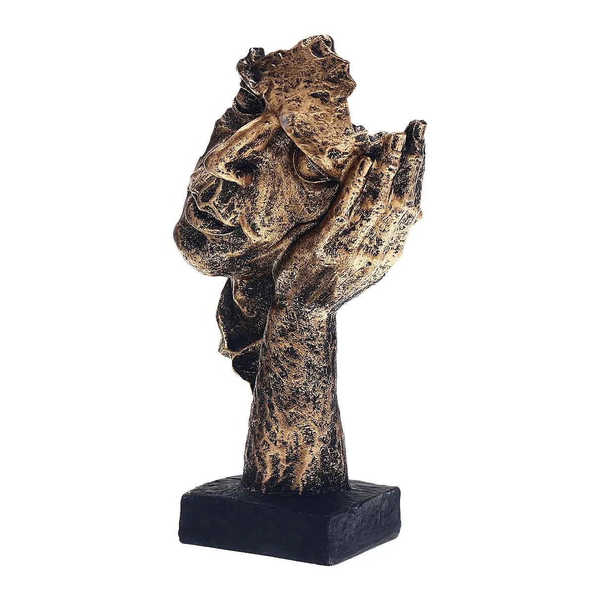 Silencer Thinker Listener Sculpture Figurine Silence Is Gold Modern Art - Image 5