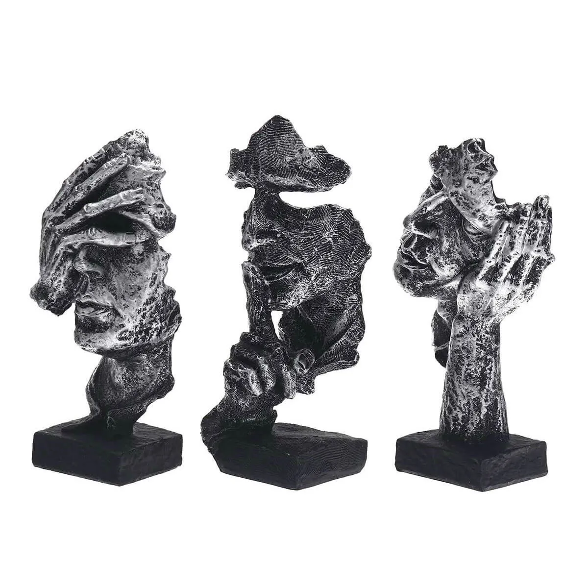 Silencer Thinker Listener Sculpture Figurine Silence Is Gold Modern Art - Image 6