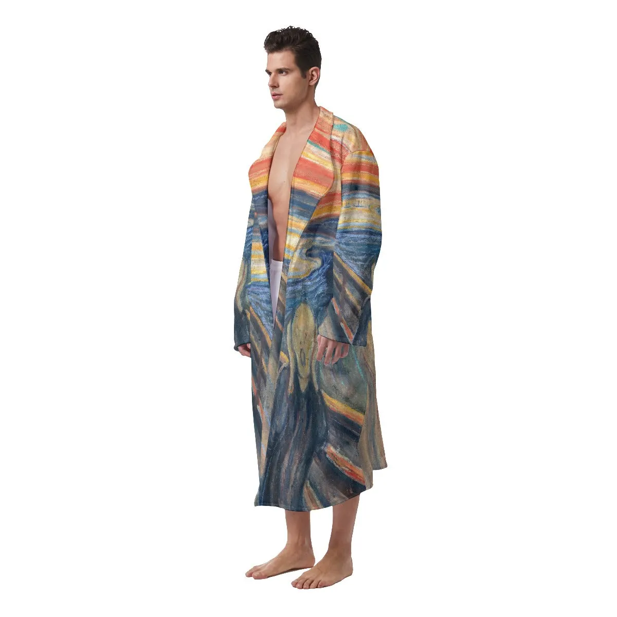 The Scream by Edvard Munch Painting Heavy Fleece Robe - Image 3