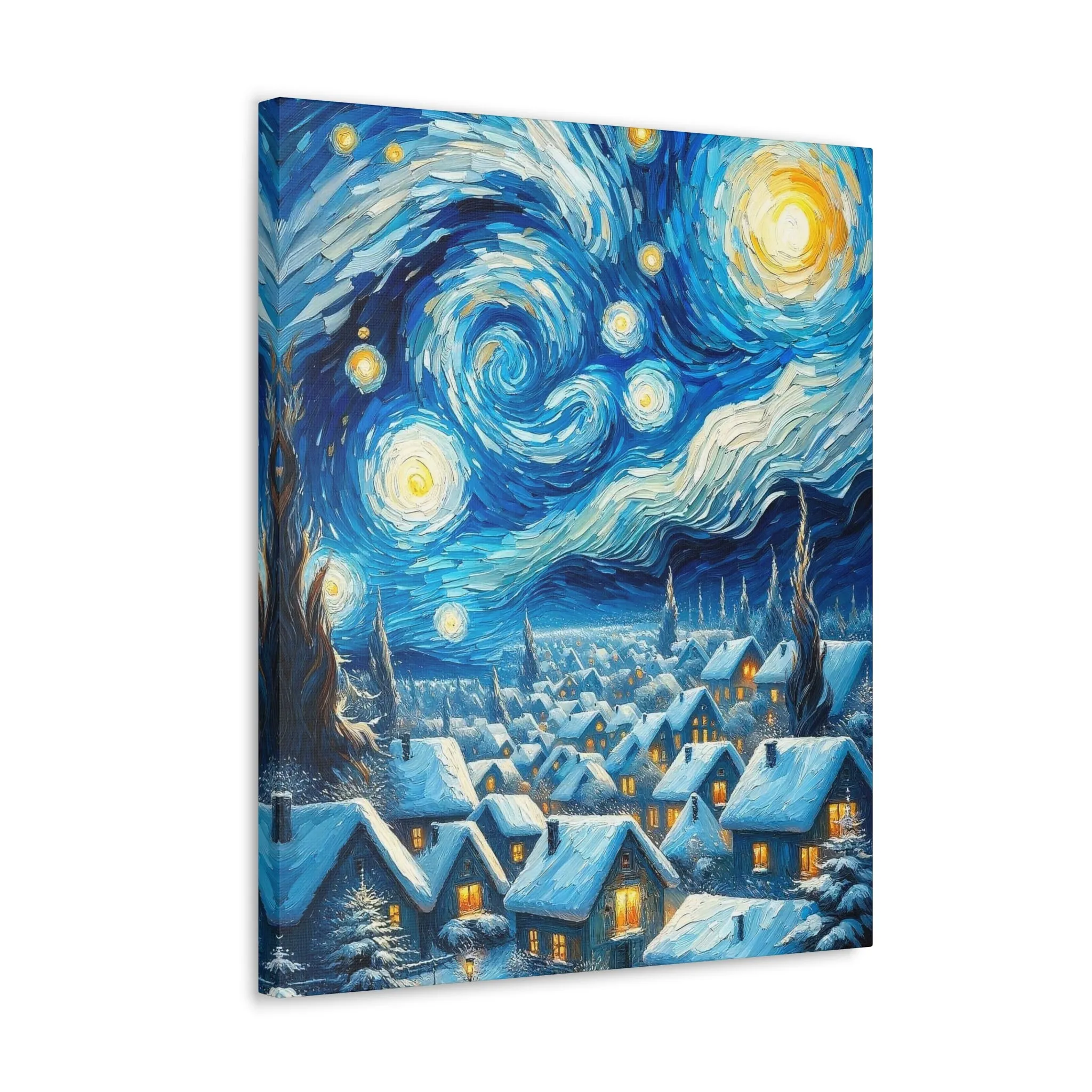 The Starry Night White Christmas by Van Gogh Gallery Wraps