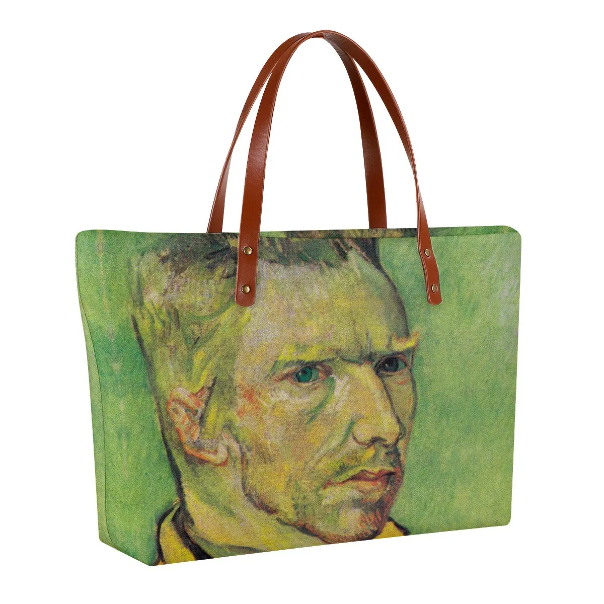 Vincent van Gogh's Self-Portrait on Green Tote Bag - Image 2