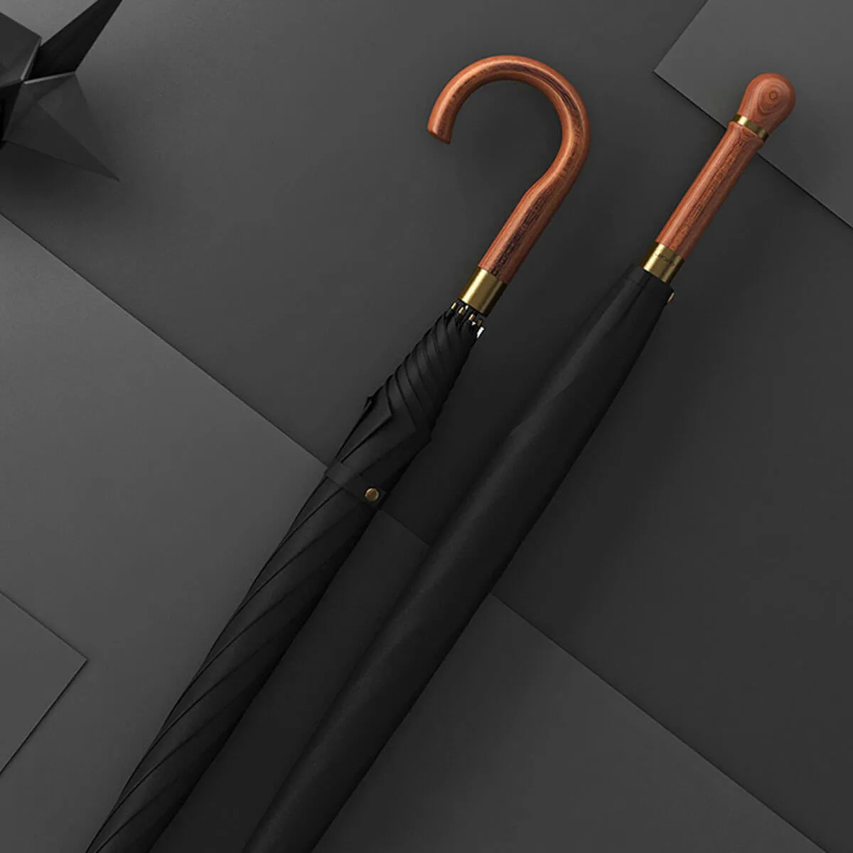 Vintage Wooden Long Business Umbrella - Image 2